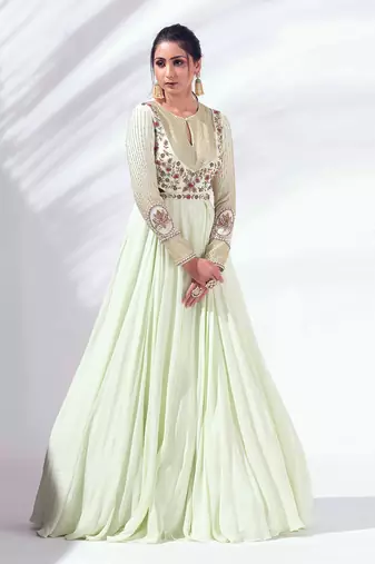 Mint green georgette gown