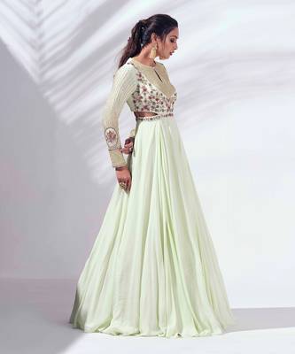 Mint green georgette gown 3