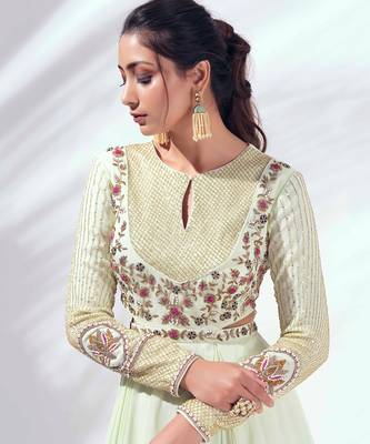 Mint green georgette gown 4