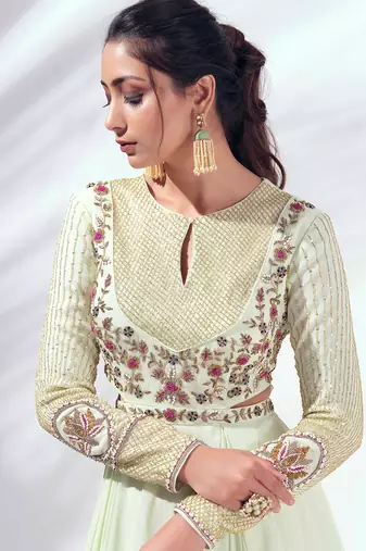 Mint green georgette gown
