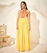 Yellow cotton silk dress