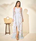 Light blue drape dress with jacket