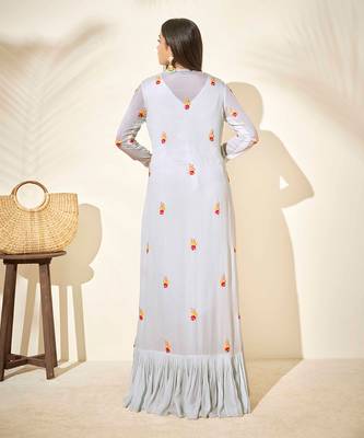 Light blue drape dress with jacket 4