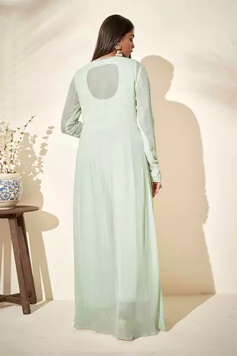 Sea green jumpsuit with jacket