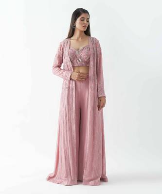 Pink flared pants set 1