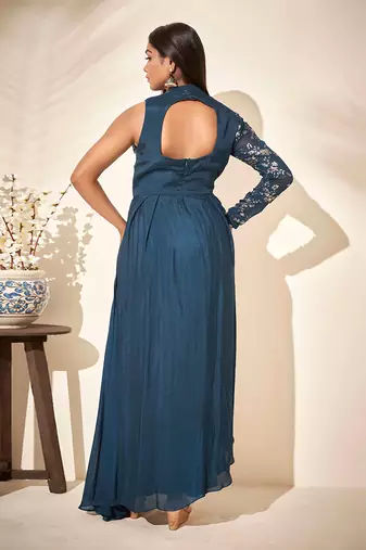 Turquoise blue drape dress