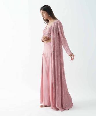 Pink flared pants set 2