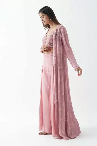 Pink flared pants set