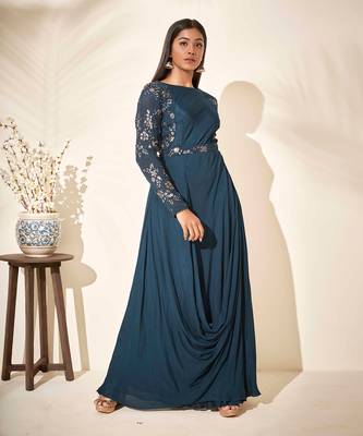 Turquoise drape dress 1