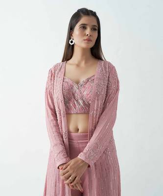 Pink flared pants set 3