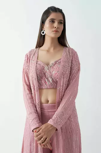 Pink flared pants set
