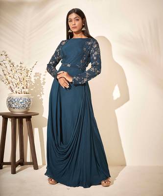 Turquoise drape dress 2
