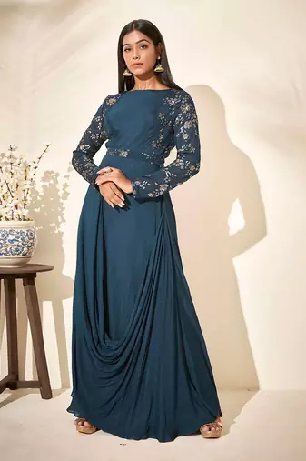 Turquoise drape dress