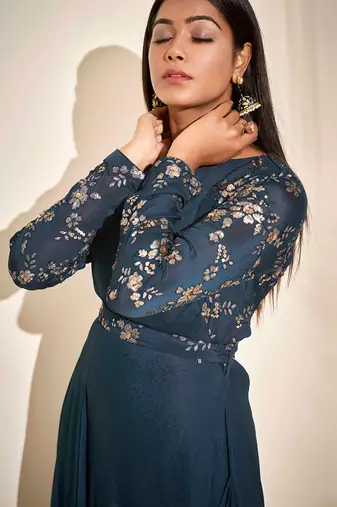 Turquoise drape dress