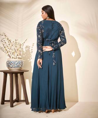 Turquoise drape dress 5