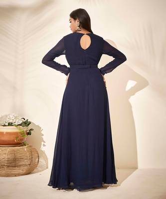 Navy blue drape dress 5