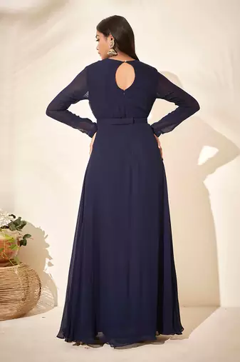 Navy blue drape dress
