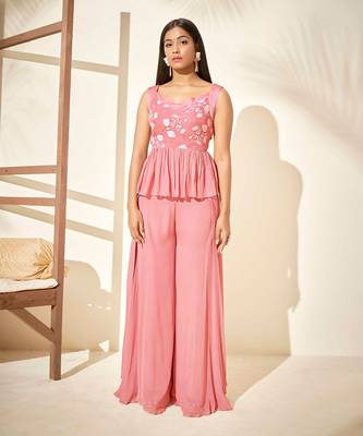 Pink flared pant set 1