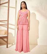 Pink flared pant set