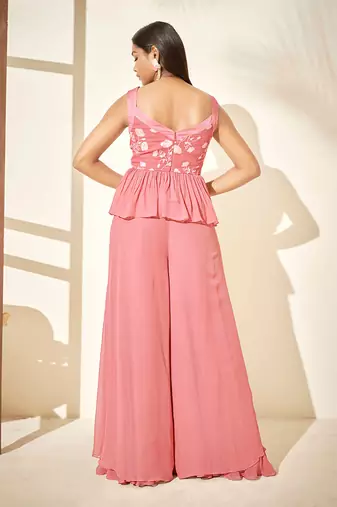 Pink flared pant set