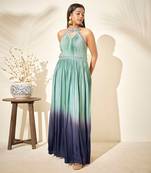 Pistachio green and navy blue dress