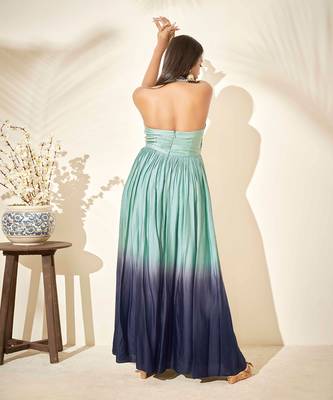 Pistachio green and navy blue dress 4