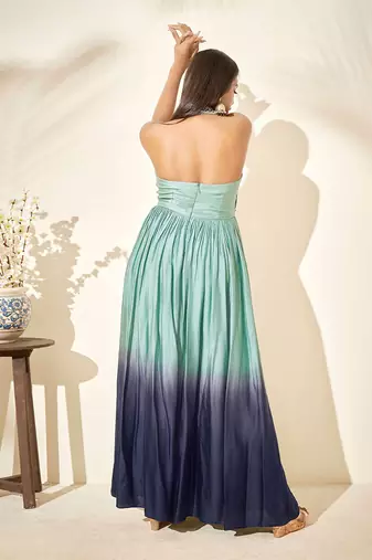 Pistachio green and navy blue dress