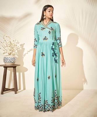 Pistachio georgette crepe dress 1