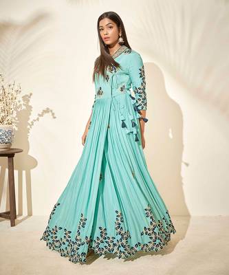 Pistachio georgette crepe dress 3