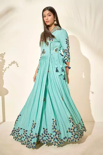 Pistachio georgette crepe dress