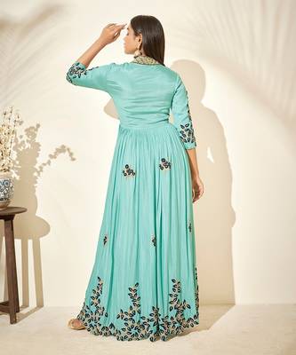 Pistachio georgette crepe dress 4