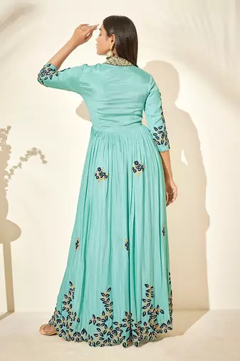 Pistachio georgette crepe dress