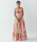 Pink georgette crepe gown