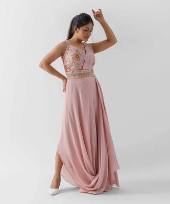 Pink drape skirt set 1