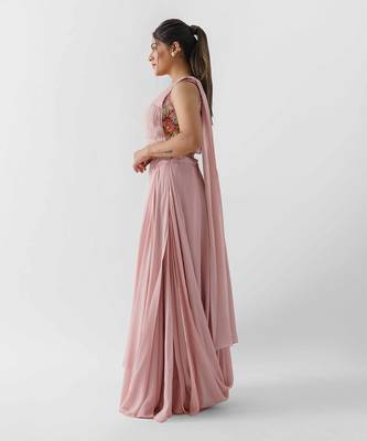 Pink drape skirt set 2
