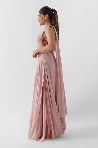 Pink drape skirt set