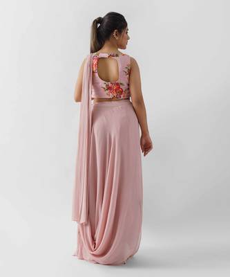 Pink drape skirt set 4