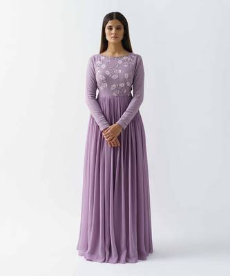 Mauve georgette crepe dress 1