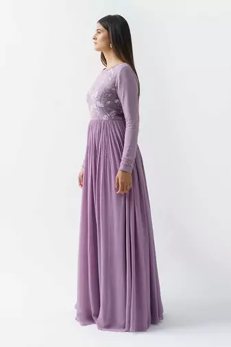 Mauve georgette crepe dress