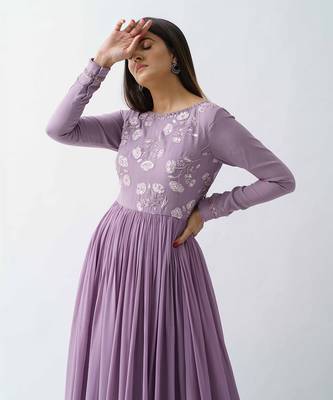Mauve georgette crepe dress 3