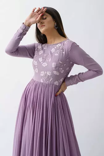 Mauve georgette crepe dress