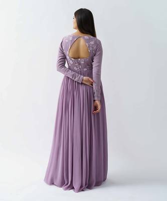 Mauve georgette crepe dress 4