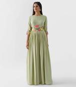 Green cotton silk dress