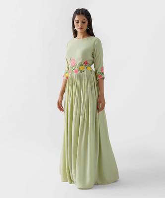 Green cotton silk dress 2