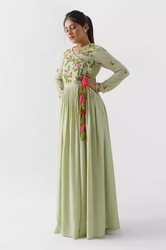Green angrakha dress