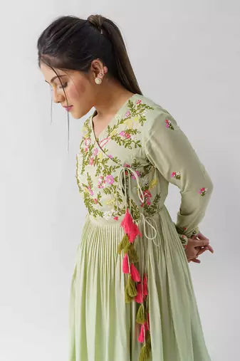 Green angrakha dress