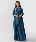 Peacock blue angrakha dress