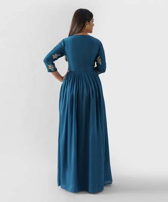 Peacock blue angrakha dress 4