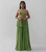 Green flared pant set