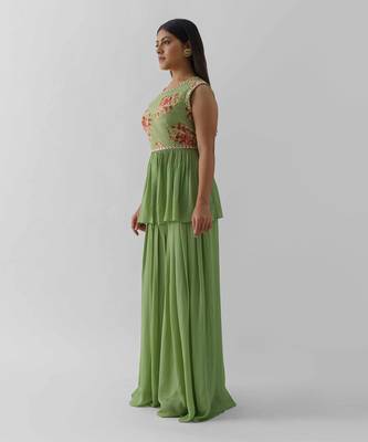 Green flared pant set 2